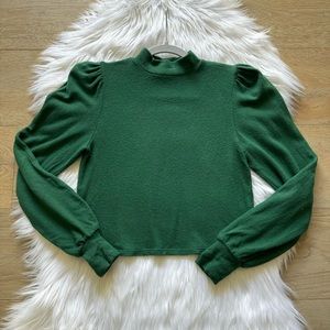 Reformation Green Mock Neck Sweater